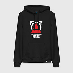 Толстовка-худи хлопковая женская 30 Seconds To Mars Logo, цвет: черный