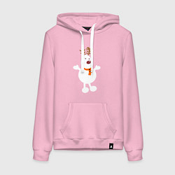 Толстовка-худи хлопковая женская Олень снеговик 01, цвет: светло-розовый