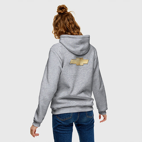 Женская толстовка-худи Chevrolet Лого Эмблема спина / Меланж – фото 4