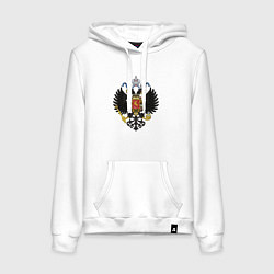 Толстовка-худи хлопковая женская Черный орел Российской империи, цвет: белый