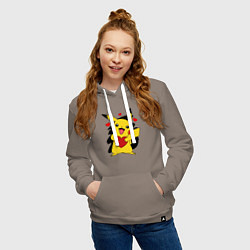 Толстовка-худи хлопковая женская ПИКАЧУ И СЕРДЕЧКО POKENON PIKACHU LOVE, цвет: утренний латте — фото 2