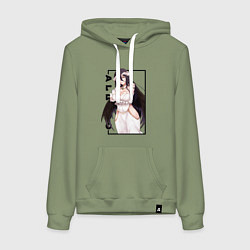 Толстовка-худи хлопковая женская Альбедо Albedo Повелитель, цвет: авокадо