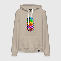 Толстовка-худи хлопковая женская Geometry Dash: Smiles, цвет: миндальный
