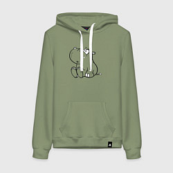 Толстовка-худи хлопковая женская Бегемотик детский cotton theme, цвет: авокадо