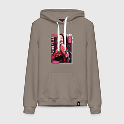 Толстовка-худи хлопковая женская Незуко Камадо Nezuko Kamado, Клинок, рассекающий д, цвет: утренний латте