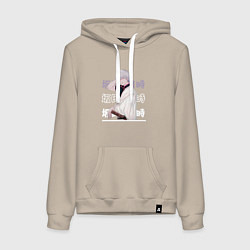 Толстовка-худи хлопковая женская Гинтама Gintama, Гинтоки Саката Gintoki Sakata, цвет: миндальный