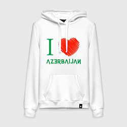 Толстовка-худи хлопковая женская Love Azerbaijan, цвет: белый