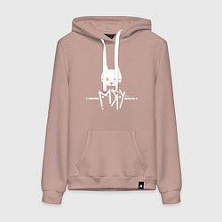 Толстовка-худи хлопковая женская Stray: Мяу, цвет: пыльно-розовый