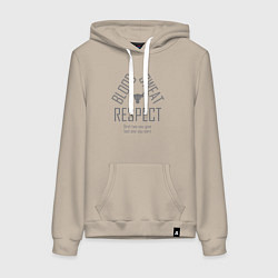 Толстовка-худи хлопковая женская Кровь Пот Уважение Скала, цвет: миндальный