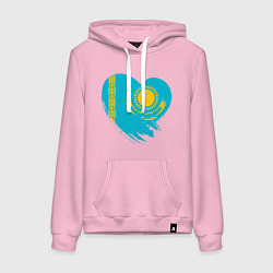Толстовка-худи хлопковая женская Сердце - Казахстан, цвет: светло-розовый