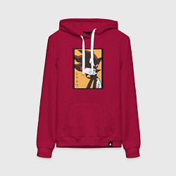 Толстовка-худи хлопковая женская Ёж Шэдоу 006, цвет: маджента