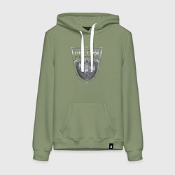 Толстовка-худи хлопковая женская Россия металлический герб, цвет: авокадо
