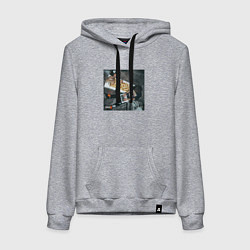 Толстовка-худи хлопковая женская 163ONMYNECK NO OFFENCE, цвет: меланж