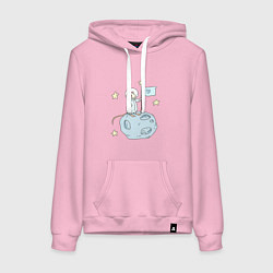 Толстовка-худи хлопковая женская Мышь-космонавт, цвет: светло-розовый