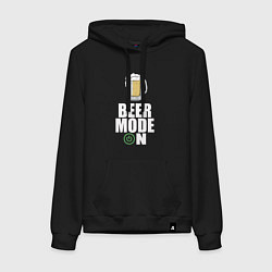 Толстовка-худи хлопковая женская BEER MODE ON, ПИВО, цвет: черный