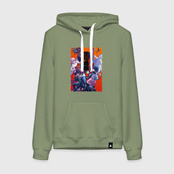 Толстовка-худи хлопковая женская Akudama team, цвет: авокадо