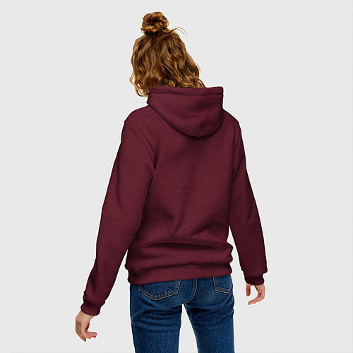 Женская толстовка-худи Wolf Emblem Jaw / Меланж-бордовый – фото 4