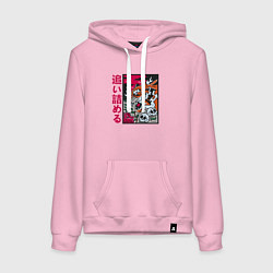 Толстовка-худи хлопковая женская Японский тигр, цвет: светло-розовый