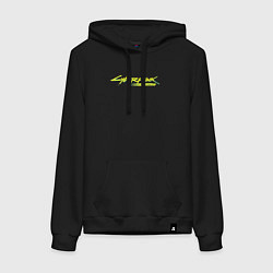 Толстовка-худи хлопковая женская LOGO CYBERPUNK: EDGERUNNERS, цвет: черный