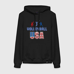 Толстовка-худи хлопковая женская USA - Volleyball, цвет: черный