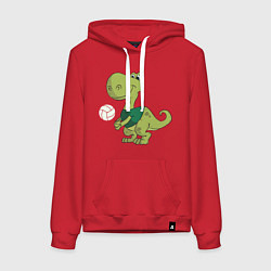 Толстовка-худи хлопковая женская Volleyball Dinosaur, цвет: красный