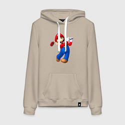 Толстовка-худи хлопковая женская Марио - крутейший гольфист Super Mario, цвет: миндальный