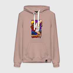 Толстовка-худи хлопковая женская Jim Groovy!, цвет: пыльно-розовый