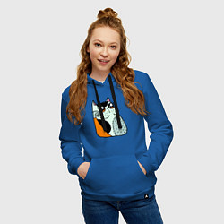 Толстовка-худи хлопковая женская Абстрактный котик, цвет: синий — фото 2