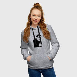 Толстовка-худи хлопковая женская Слишком крутой Тарантино, цвет: меланж — фото 2