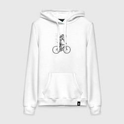 Толстовка-худи хлопковая женская Байк панк кот, цвет: белый