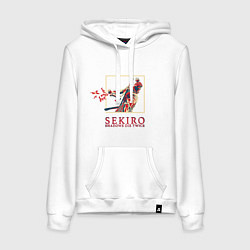 Толстовка-худи хлопковая женская Sekiro Однорукий волк, цвет: белый