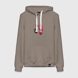 Толстовка-худи хлопковая женская Red Hearts, цвет: утренний латте