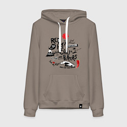 Толстовка-худи хлопковая женская RHCP альбомы, цвет: утренний латте