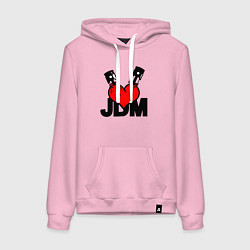 Толстовка-худи хлопковая женская JDM Heart Piston Japan, цвет: светло-розовый
