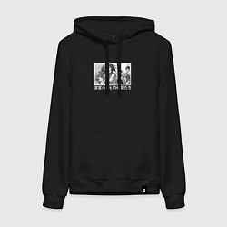 Толстовка-худи хлопковая женская Харухи с друзьями, цвет: черный