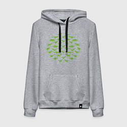 Толстовка-худи хлопковая женская Динозавры силуэты, цвет: меланж