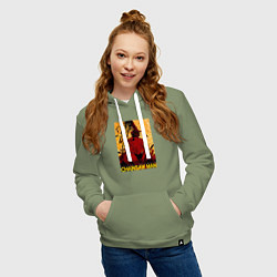 Толстовка-худи хлопковая женская CHAINSAW MAN DENJI, цвет: авокадо — фото 2