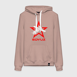Толстовка-худи хлопковая женская Soyuz - Space, цвет: пыльно-розовый
