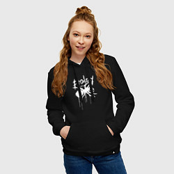 Толстовка-худи хлопковая женская Draw white logo - Ant, цвет: черный — фото 2