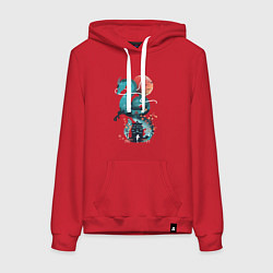 Толстовка-худи хлопковая женская История Тихоро и Хаку, цвет: красный