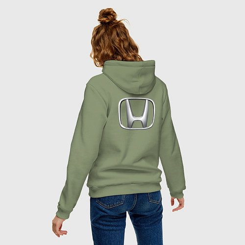 Женская толстовка-худи HONDA ХОНДА LOGO спина / Авокадо – фото 4