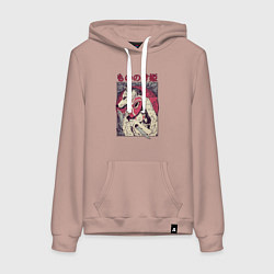 Толстовка-худи хлопковая женская ПРИНЦЕССА МОНОНОКЕPRINCESS MONONOKE, цвет: пыльно-розовый