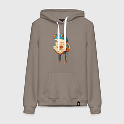 Толстовка-худи хлопковая женская Пряничная лягушка, цвет: утренний латте