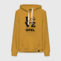 Толстовка-худи хлопковая женская Opel Love Classic, цвет: горчичный