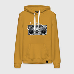 Толстовка-худи хлопковая женская Wu-Tang Boombox, цвет: горчичный
