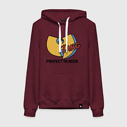 Толстовка-худи хлопковая женская Wu-Tang - Protect Ya Neck, цвет: меланж-бордовый