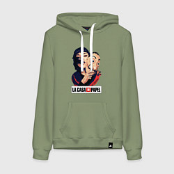 Толстовка-худи хлопковая женская Бумажный дом La casa de papel, цвет: авокадо