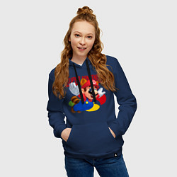 Толстовка-худи хлопковая женская SNES - Mario, цвет: тёмно-синий — фото 2