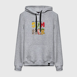 Толстовка-худи хлопковая женская Summer буквы из фруктов, цвет: меланж