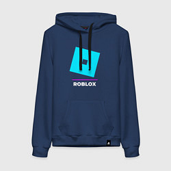 Толстовка-худи хлопковая женская Символ Roblox в неоновых цветах, цвет: тёмно-синий
